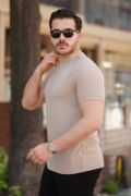 Erkek Ince çizgi Dokulu Kısa Kollu T-shirt resmi